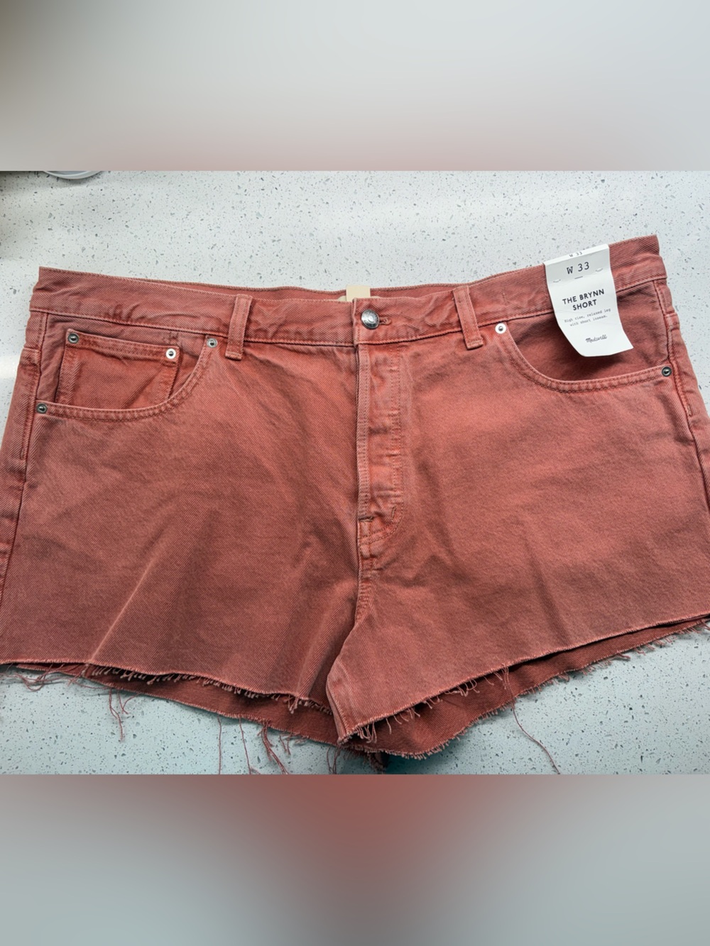 Madewell Brynn High Waisted buttonfly Denim shorts short inseam Sz 33 NWT